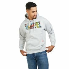 Image of Official Marvel Mens Logo Characters Pullover Hood Grey Marl S - XXL