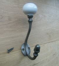 Image of PACK Of 5 CERAMIC cast iron rustic Hat and coat hooks double coat hook rustic