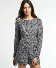 Image of Superdry Womens Gathered Bell Sleeve Playsuit -Two Tone - Various Sizes - New