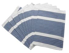 Image of Cotton Two Tone Striped Kitchen Tea Towels Pack of Blue & White Catering Cloths
