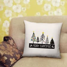 Image of Merry Christmas Printed Cushion with Filled Insert - 40cm x 40cm