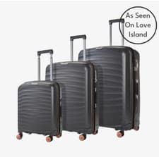 Image of Rock Sunwave 3 Piece Hardcase Luggage Set Charcoal Holiday Travel Suitcases