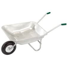 Image of Draper 65L Garden Barrow Wheelbarrow Galvanised 31619 Cart Pneumatic Tyre