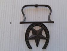 Image of Rustic Cast Iron Horseshoe Star Decorative Hand Towel Holder