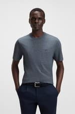 Image of BOSS Cotton Jersey Men's Blue T-Shirt with Logo Detail