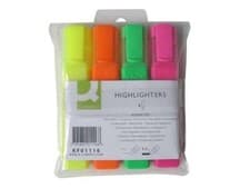 Image of Pack of 4 Highlighter Marker Pens Q-Connect Assorted Colour KF01116