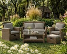 Image of Garden Sofa Set Rattan Outdoor 6 Seater Luxury Sectional Lounge Patio Furniture