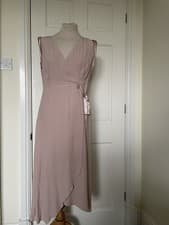 Image of Mint Velvet Blossom Wrap Midi Dress Size 12 New With Tags. Beautiful Shell Pink