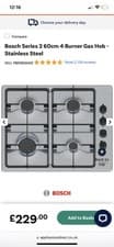 Image of Bosch Series 2 60cm 4 Burner Gas Hob - Stainless SteelSKU: PBP6B5K60