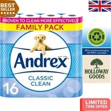 Image of 16 Count Classic Clean Toilet Rolls - Biodegradable 2-Ply with 3D Wave Comfort