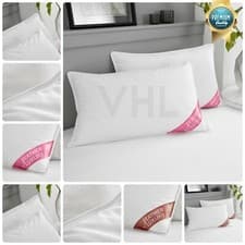 Image of PACK OF 2 Duck Feather & Goose Feather Pillow Extra Filling Firm Support Pillows