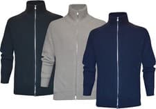 Image of Zip Up Cardigan Knitted Plain Funnel Neck Casual Jumper Ex Store w/ Two Way Zip