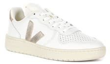 Image of Veja V10 Prime Leather Lace Up Womens Trainer In White Bronze UK 3 - 8
