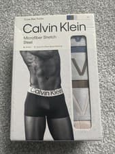 Image of Calvin Klein 3 Pack Microfiber Stretch Steel Low Rise Trunks Size Medium