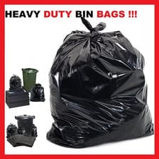 Image of EXTRA STRONG BLACK HEAVY DUTY BIN LINERS BAGS RUBBISH WASTE REFUSE SACKS 200G UK