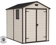 Image of kETER Manor Outdoor Apex Double Door Garden Storage Shed 6 X 8Ft Beige Brown Woo