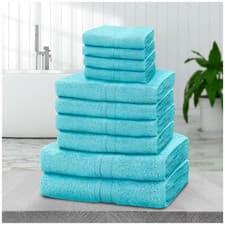 Image of 10pcs Towel Bale Set | Luxurious 100% Cotton Towels Family Pack | Quick-Drying
