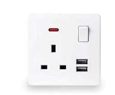 Image of Single 1 Gang Wall Socket 13A With Twin USB Charger Port Plug Switched Socket
