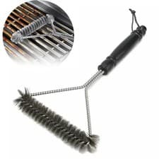 Image of BBQ Cleaning Brush Grill Cleaner Barbecue Heavy Duty Wire Head Steel Handle Tool
