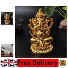 Image of Classic Gold Ganesha Statue - Decorative Resin Sculpture for Spiritual Blessings