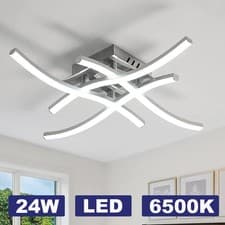 Image of LED Ceiling Light Modern Lighting Fixture Curved Design Bedroom Living Room Bar