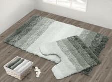 Image of Luxury Super Soft Non Slip Ombre Striped Bath Rug Pedestal Mat Super Absorbent