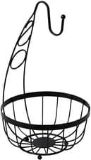 Image of Fruit Bowl Banana Hanger Black Flat Iron Fruit Bowl With Hook Tree Basket Stand