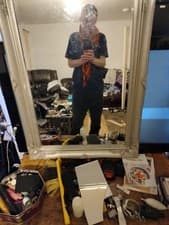Image of Wall Bevelled Mirror French Decor Top and Bottom Antique Style Painted Wood