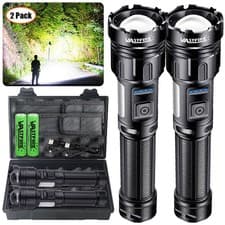 Image of 2X 90000LM LED Torch Zoomable Flashlight USB Rechargeable COB White/Red Light UK