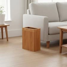 Image of Nordic Design Paper Bin Minimalist Design Uncovered Top Wood Garbage Can Easy
