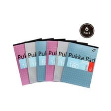Image of Pukka Pad A4 Refill Pad Ruled 160 Pages Metallic Assorted Colours Pack of 6 (REF