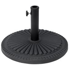 Image of Round Parasol Base Cement Garden Umbrella Stand Heavy Duty Outdoor Black