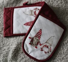 Image of NEW: Oven Gloves. as pictured gonks / gnomes mainly dark red
