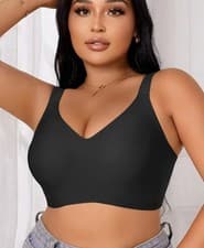 Image of Plus Size seamless V-Neck Wireless Bralette for Women