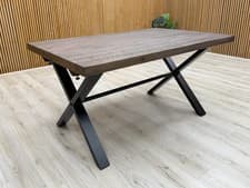 Image of Furniture Village ‘Mars’ Dark Oak Solid Oak 150cm Fixed Dining Table Metal Legs