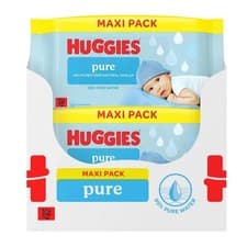 Image of Huggies Baby Wipes Packets 12x60 Pure Water Cleaning Maxi Pack Box Total 720 Pcs