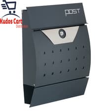 Image of Wall Mount Front Loading Letter Box Graphite Grey with Key Lock Heavy Duty Metal