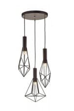 Image of Statement Light Fitting Cluster Pendant Ceiling Light Black Geo 3 Bulb cage