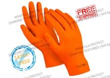 Image of Disposable Orange Extra Strong Thick Diamond Grip Nitrile Gloves Mechanic of 50