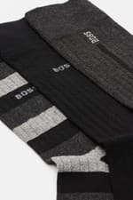 Image of Boss 3 Pack Fine Rib Crew Socks - Black / Grey / Charcoal