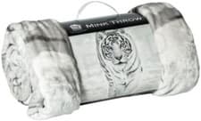 Image of 3D WHITE TIGER LUXURY HOTEL QUALITY ANIMAL PRINT FAUX FUR BLANKET SOFA BED THROW