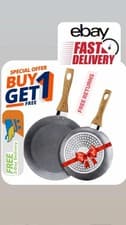 Image of AEX 24cm Non Stick Frying Pan Buy 1 Get 1 Free 20cm Induction Pan Gas ElectricUK