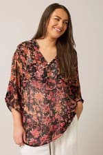 Image of Evans Curve Women's Plus Size Paisley Print Button Detail Blouse