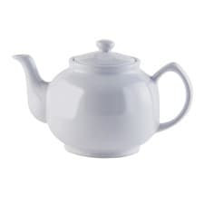 Image of Stoneware Teapot White Glaze 10 Cup Traditional Serving Tea Pot Container 1500ml