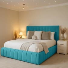 Image of Luxury Ottoman Bed Plush Velvet Upholstered Divan Gas Lift Storage Double & King