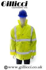 Image of Contractor Safety Hi High Vis Visibility Yellow Orange Long Padded Coat Jacket