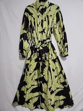 Image of Pasduchas Black Palm Garland Shirt Midi Dress Size 12 NWT RRP$390 (4310)