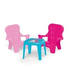 Image of DOLU Unicorn Themed Table and Chairs Set, Plastic Play Desk Furniture(Open Box)