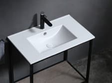 Image of Bathroom Ceramic Sink 800mm 80cm White Inset Single Bowl Basin Quality Gloss UP