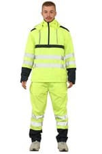 Image of HI VIZ & PLAIN RAINSUIT WATERPROOF WORK WEAR 2 PIECE OVER JACKET TROUSER SET